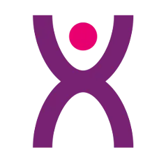 A purple stick figure with a pink head.